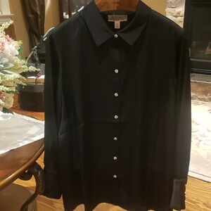 Nwt PHILOSOPHY 1X Black Button-Up Shirt WITH ZIRCONIA BUTTONS